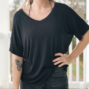 CAbi | basic V neck charcoal gray short sleeve top